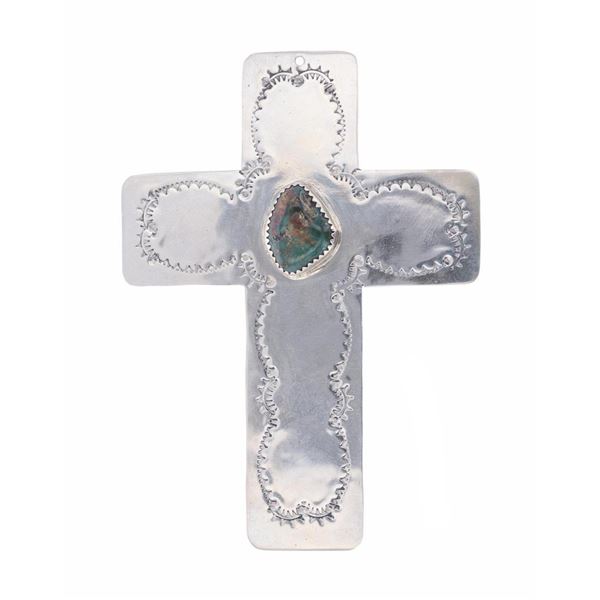 Vintage Puebloan Silver Royston Turquoise Cross