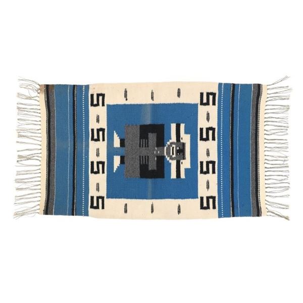 Texcoco Mexican Mayan Textile Pictorial Rug c1960s