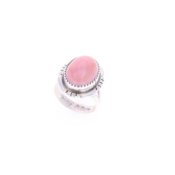 Navajo R. Sam Sterling Silver Pink Conch Ring