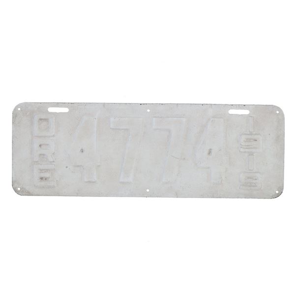 Original Oregon License Plate c. 1919