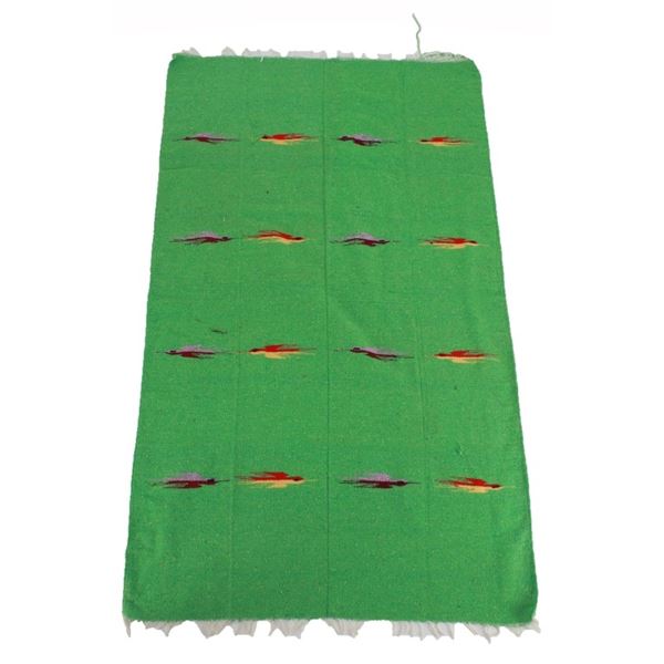 Mexican Saltillo Serape Bird Fetish Rug c. 1960