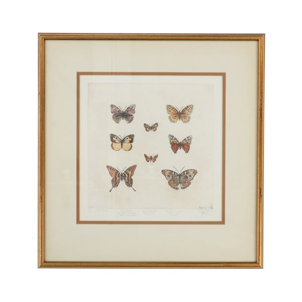 Sandy Scott Limited Ed. Butterfly Etching 1970-90s