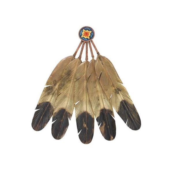 Jay Tschudy Five Feathers Concho Metal Art