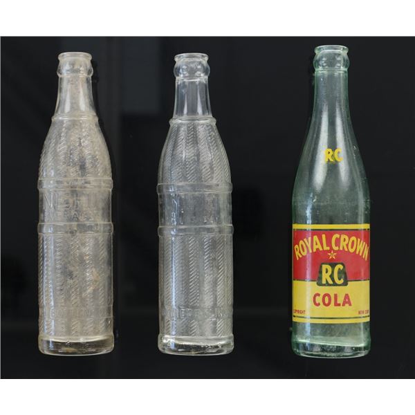 Nehi / Royal Crown Three Glass Bottles 1930-60s
