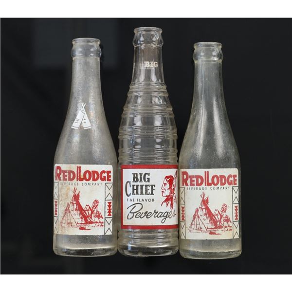 Red Lodge & Big Chief Beverages Glass Bottles (3)