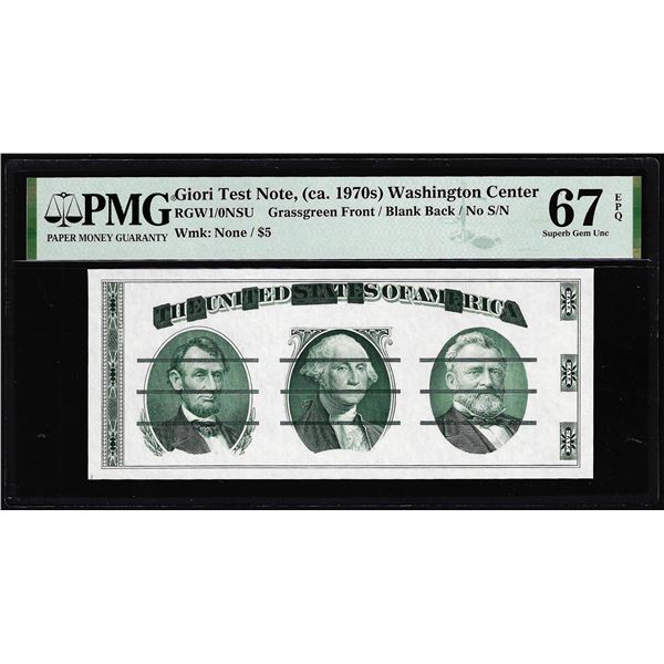 Circa 1970's Washington Center Giori Test Note PMG Superb Gem Uncirculated 67EPQ