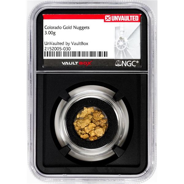 Lot of Colorado Gold Nuggets 3.00 Grams Total Weight NGC Vaultbox Unvaulted