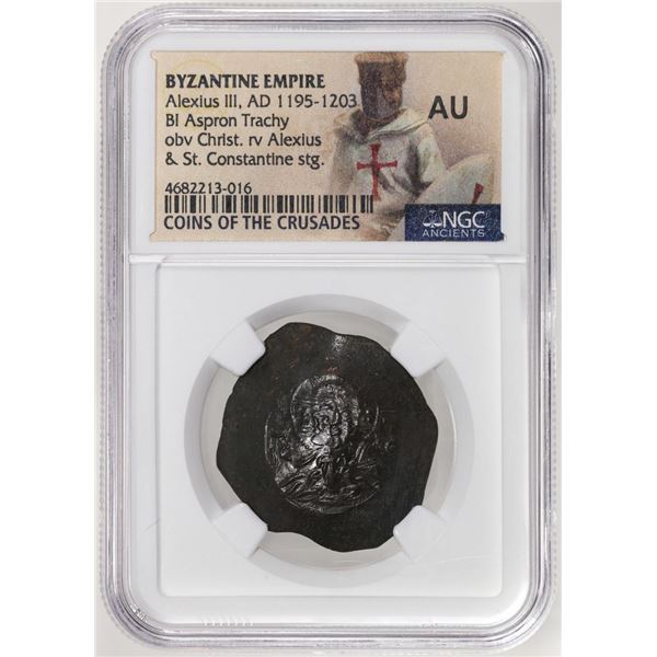 Byzantine Empire 1195-1203 AD Alexius III Bi Aspron Trachy Ancient Coin NGC AU
