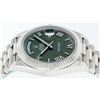 Image 6 : Rolex Mens 18K White Gold Olive Green Day Date President Wristwatch W/ Box & Papers