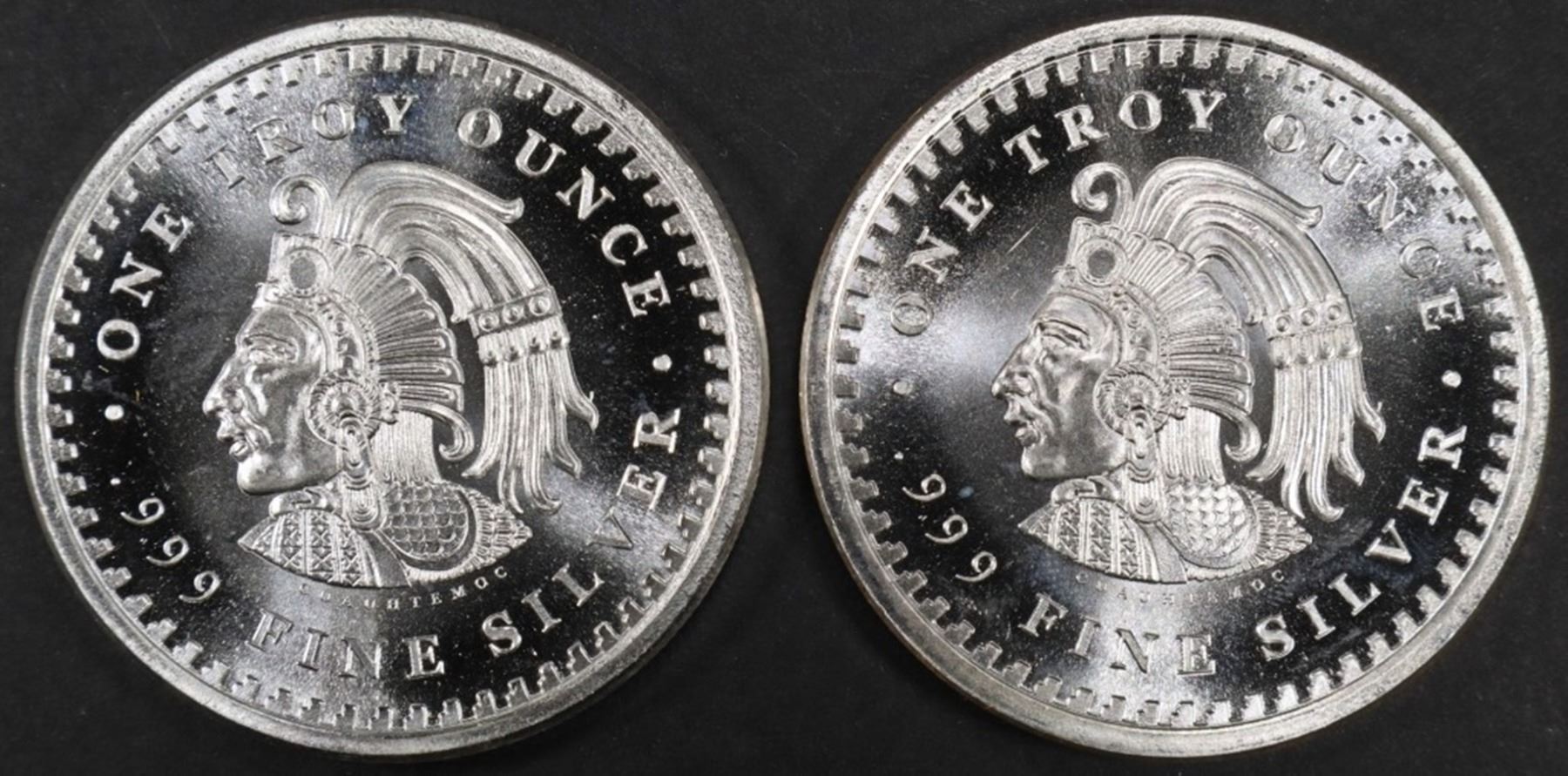 Mix Lot 2 X 1 Oz .999 Silver Bullion - Double Eagle 'In God We Trust' & Aztec Bar