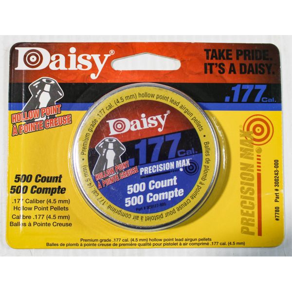 DAISY .177 CAL HOLLOW POINT AIRGUN PELLETS 500 COUNT