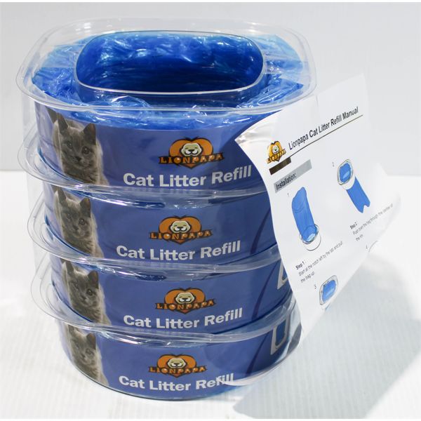 4 PKS LIONPAPA CAT LITTER BAG REFILLS MODEL 5T004 LITTER GENIE