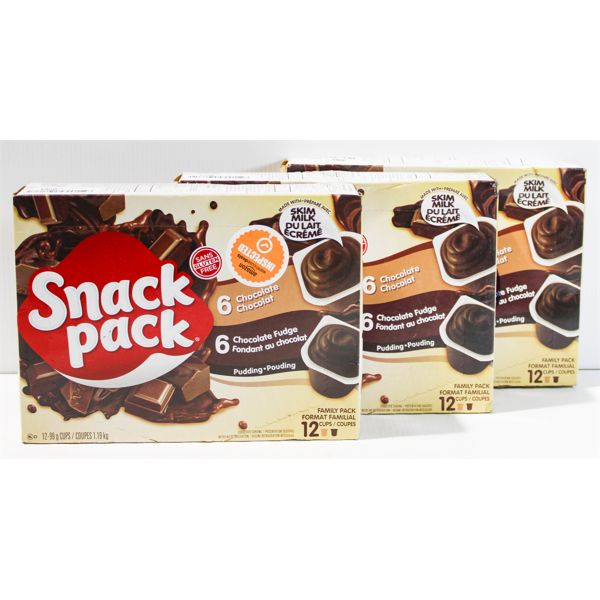 3 BXS SNACK PACK PUDDING CUPS CHOC & CHOC FUDGE 