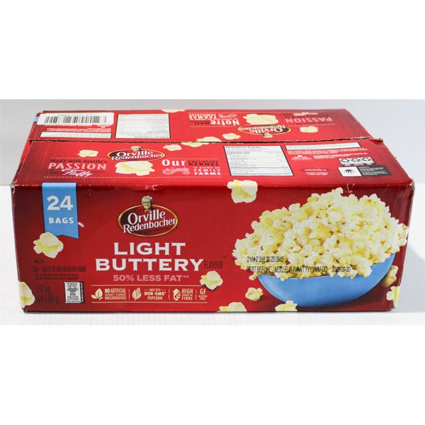 24 BAGS ORVILLE REDENBACHER LIGHT BUTTERY POPCORN