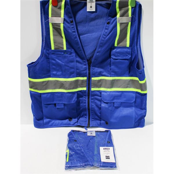 2 ULINE COLORED L/XL SAFETY VESTS - BLUE