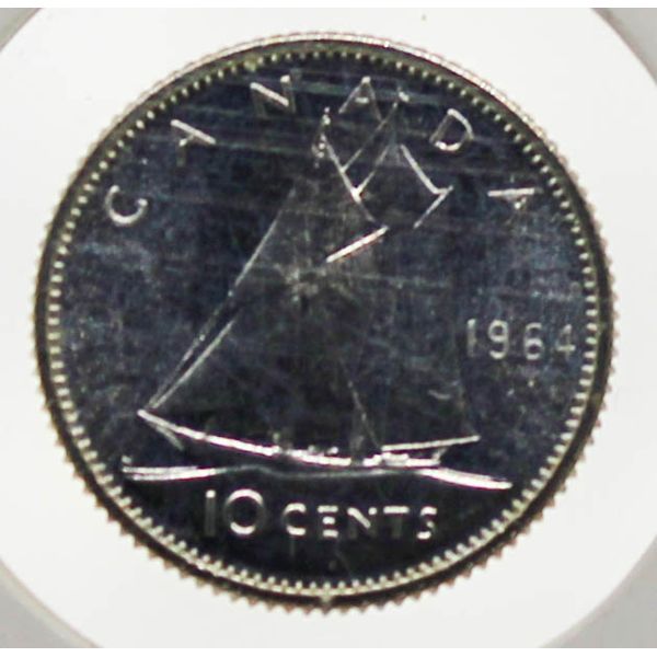 1964 PROOF CANADA SILVER 10 CENT COIN