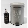 Image 1 : RAE DUNN SOAP DISPENSER & SOFT CLOSE TRASH BIN BLK/GREY