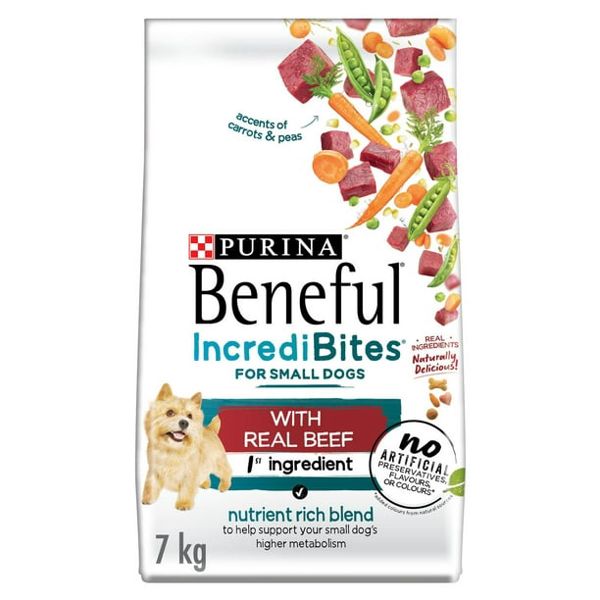 7KG PURINA BENEFUL INCREDIBITES SMALL DOG FOOD W/ BEEF