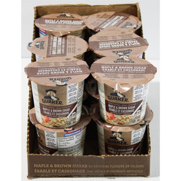 12 QUAKER MAPLE & BROWN SUGAR INSTANT OATMEAL CUPS