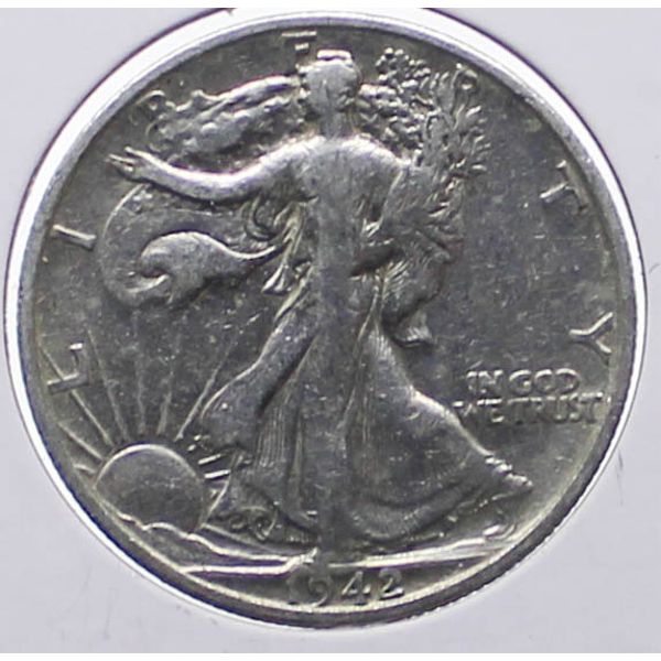 1942 USA WALKING LIBERTY SILVER HALF DOLLAR