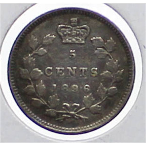 1896 CANADA SILVER 5 CENT COIN