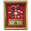 Image 1 : FRAMED HANDMADE ARROWHEAD & FACSIMILE COIN SET