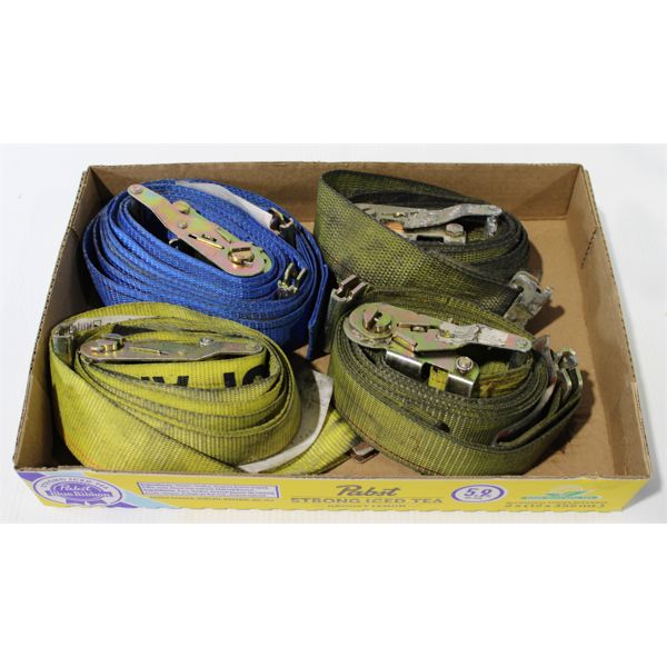 4 E-TRACK RATCHET TIE DOWN STRAPS 2" WIDE