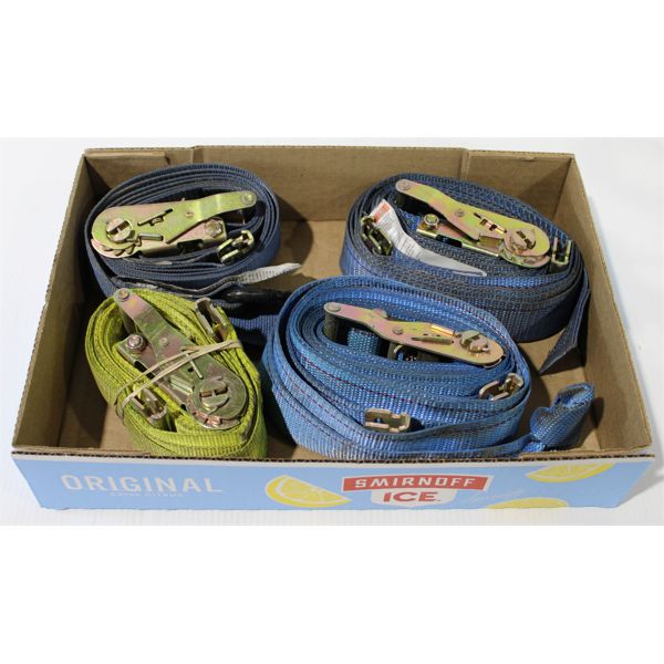 4 E-TRACK RATCHET TIE DOWN STRAPS 2" WIDE