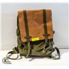 KHAKI AND LEATHERETTE "DAYPACK/KNAPSACK"