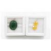 Image 1 : #110-HEATED YELLOW SAPPHIRE 3.85CT  & EMERALD 7.45