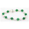Image 1 : #321-GREEN EMERALD  & FRESH WATER PEARL BRACELET 7