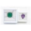 Image 1 : #98-UNHEATED GREEN AGATE 12.15CT & AMETHYST 5.00CT