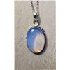 Image 1 : 25)  NATURAL OVAL OPALINE PENDANT WITH TWISTED ROP