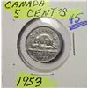 Image 1 : 18)  CANADIAN 1953 5 CENT COIN, 80% SILVER.