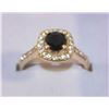 Image 1 : SIZE 7.5 BLACK CZ ON GOLDTONE HALO RING