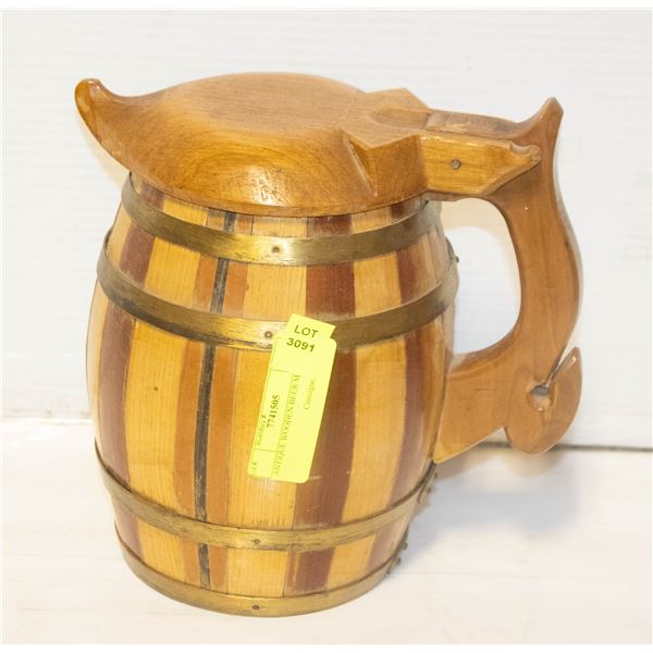 ANTIQUE WOODEN BEER MUG