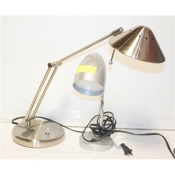 2 SILVER TONED 120V NIGHT TABLE LIGHTS