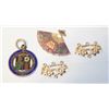 Image 1 : LOT OF 4 VARIOUS PENDANTS + VINTAGE CLOISONNE FAN
