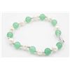 Image 1 : #318-GREEN  JADE & FRESH WATER PEARL BRACELET 7.5"