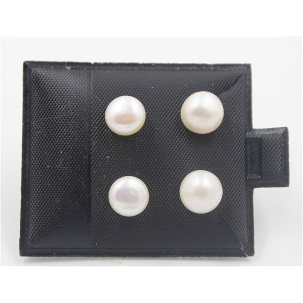 #302- NATURAL AKOYA PEARL STUD EARRINGS 2 SET