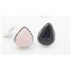 Image 1 : #154-NATURAL PINK ROSE QUARTZ  & BLACK ONYX RING