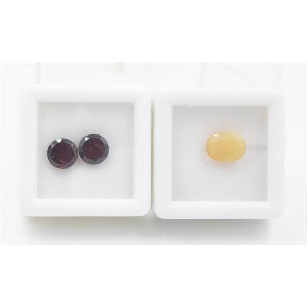 #111-UNHEATED GARNET 3.60CT & YELLOW OPAL 1.54CT