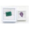 Image 1 : #95-UNHEATED GREEN AGATE  10.09CT & AMETHYST 4.65C