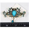 NEW ANTIQUE STYLE TURQUOISE RHINESTONE TASSEL OWL