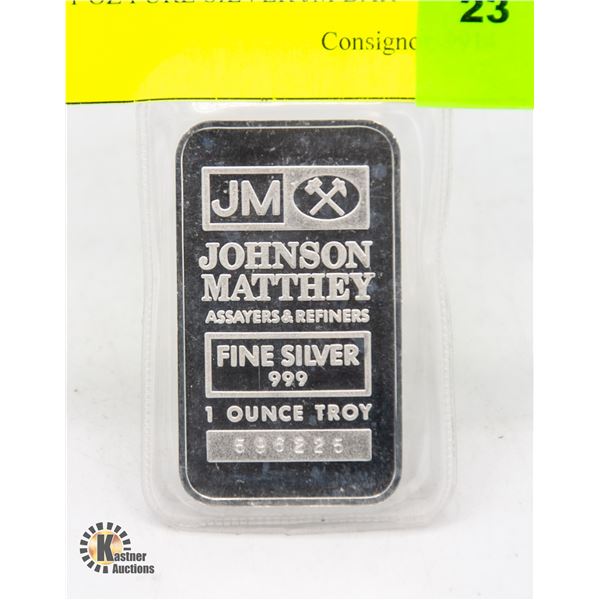 1 OZ PURE SILVER JM BAR