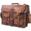 Image 1 : CUERO DHK 18" VINTAGE HANDMADE LEATHER BRIEFCASE