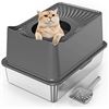 Image 1 : NEW HIHLOY TOP ENTRY STAINLESS STEEL LITTER BOX