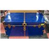 Image 1 : LARGE BLUE TRAVEL TRUNK H-17.75" W-19" L-36.5"