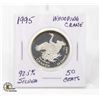 Image 1 : 1995 92.5% SILVER WHOOPING CRANE 50 CENTS