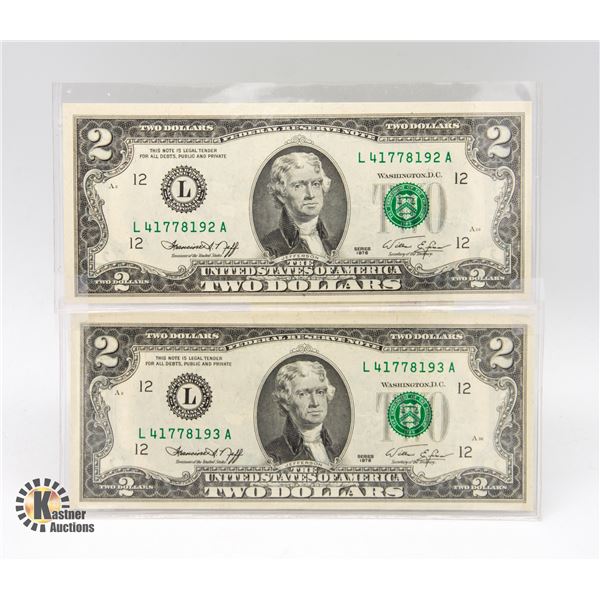 2 US $2 BANK NOTES